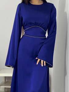 Nouvelle robe longue à manches longues en dentelle à la taille cintrée, couleur unie, robe élégante pour femmes - Product Image 5