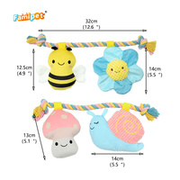 Jouet couineur pour chien en peluche et corde de coton, design animal coloré sur le thème du printemps, mignon, personnalisé, vente en gros, du fabricant Famipet