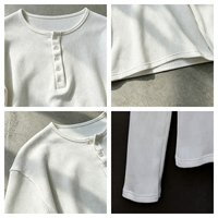 Chemise Henley côtelée pour homme, vente en gros, logo brodé personnalisé, manches longues, patte de boutonnage, coupe ajustée, tee-shirt décontracté basique, 100% coton