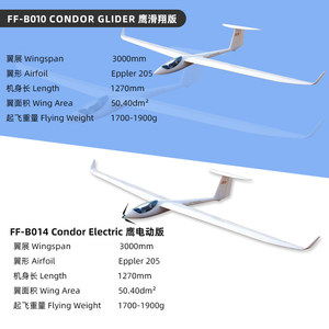 Planeur Condor 3000 mm d'envergure en fibre de verre et <span class=keywords><strong>balsa</strong></span>, <span class=keywords><strong>avion</strong></span> télécommandé <span class=keywords><strong>RC</strong></span>, jouet d'<span class=keywords><strong>avion</strong></span> planeur d'extérieur - Product Image 3