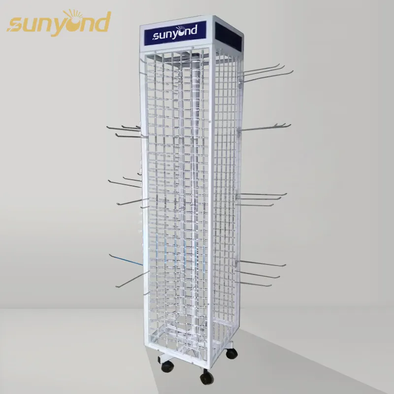 Loja popular Rack Stand para Sock Metal Wire Display com ganchos Rotating Rack Display