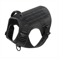Harnais tactique robuste pour chien, ensemble de gilet en nylon avec poches Molle, collier, laisse élastique, équipement d'entraînement à libération rapide pour grandes races