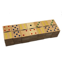 Vente en gros OEM Promotion Ensemble de jeu de dominos multicolores personnalisés pas chers dans une boîte en bois Jouets éducatifs pour enfants Jeu intérieur et extérieur