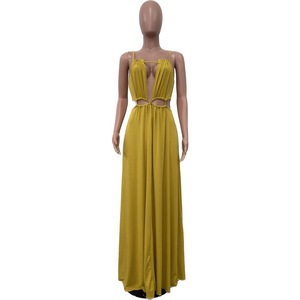 O6121 - Abiti Estivi Trendy da Donna 2026 Senza Maniche Scavati con Schiena Scoperta Tinta Unita Vestito Lungo Maxi per Vacanze - Product Image 6