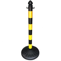 Système de trafic d'avertissement de poteau de poteau de barrière de trafic en plastique noir jaune à vendre