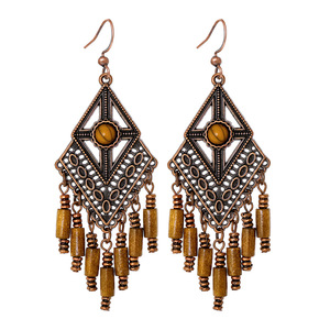 Boucles d'oreilles pendantes en bois style bohème, plaqué bronze antique, motif papillon, bijoux de mode pour femme, collection 2025 - Product Image 5
