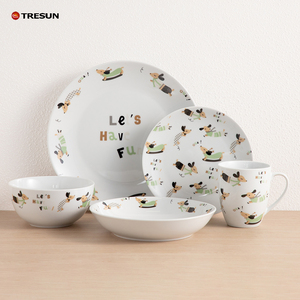 Juego de Vajilla de Porcelana y Cerámica con Diseño Minimalista, con Dibujos Animados de Perritos, Color Blanco, Diseño Personalizado OEM, Precio de Fábrica en China, TRESUN - Product Image 1