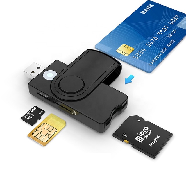 4 in 1 USB 2.0 SD TF SIM USB Common Access CAC Smart Card Reader