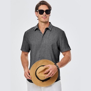 Chemises à manches courtes pour hommes, imprimées, col montant, décontractées, respirantes, pour la plage, l'été, avec poche, ODM - Product Image 6
