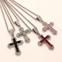 SC nouveauté Cool collier en acier inoxydable déclaration collier complet de diamants Punk croix pendentif collier pour hommes