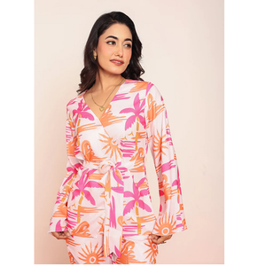 Haut imprimé à enrouler pour femme – Blouse d'été élégante, chic et légère pour les fêtes et le quotidien - Product Image 5