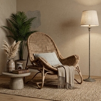 Fauteuil à bascule Bowen Wabi-Sabi Japandi en rotin naturel tressé à la main, design ergonomique sans cadre, durable, pour villa