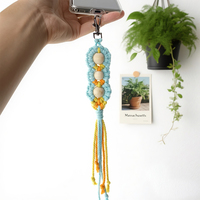 Kit de macramé bohème avec perles en bois pour porte-clés DIY, élégant cordon pour clés et breloque de sac, fournitures artisanales faites à la main avec tutoriel pour débutants