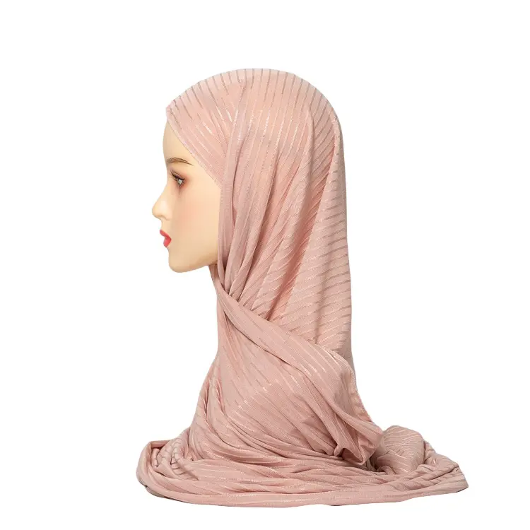 Luxe de haute qualité couleur unie femmes musulmanes 100% Polyester écharpe Hijab soie Jacquard extensible écharpe Hijab 2023