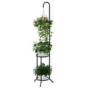 Support de plantes suspendu à 2 niveaux <span class=keywords><strong>en</strong></span> acier, étagère de jardin écologique, porte-<span class=keywords><strong>pot</strong></span> de fleurs pour la maison, le jardin, la chambre, le balcon, le salon - Product Image 1