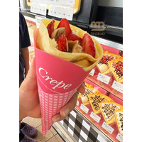 Disposable Hot Food Grade Paperboard Triangle Ice Cream Packaging Pizza Egg Bubble Waffle Packing Holder Paper Crepe Cone