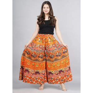 Compre Pantalones Palazzo de Rayón Estampados Multicolores, Talla Única, Estilo Bohemio, de Pierna Ancha, Casuales, Étnicos - Product Image 1