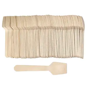 Cuillère fourchette en bois de bouleau 4 "biodégradable et compostable Ustensile 2-en-1 Sporks jetables en bois