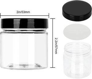 Pots en plastique PET transparents pour soins de la peau avec couvercles à vis – Diverses tailles pour crèmes, miel et beurres corporels - Product Image 2