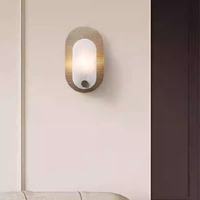Applique murale LED d'intérieur en laiton blanc chaud pour chambre à coucher et salle de bain, moderne, en marbre alabastro, ovale, télécommandée, à fixer au mur