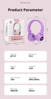 Headphone Kucing Lipat JST-31 Nirkabel Over-Ear Biru Lucu untuk Anak Perempuan Pink Headset Nirkabel Kucing Dengan Mikrofon