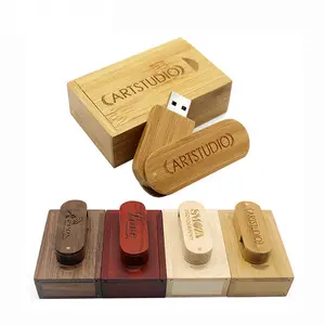 JASTER Usb 2.0 Stik Flash Pendrive Kayu 16GB 32GB 64GB 128GB Kotak Hadiah Memori Pernikahan dengan Usb Flash Drive