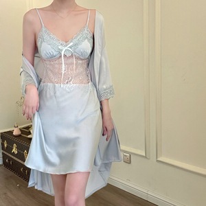 Neue Damen Pyjamas Sexy Kleid Pyjama Robe Zweiteiler Set Mit Brust polster Panel Spitze Pyjama Kleid - Product Image 6