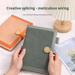 Carnet en similicuir épaissi 2025 Nouveau Reliure à boucle <span class=keywords><strong>magnétique</strong></span> Reliure à fil <span class=keywords><strong>Bloc</strong></span> de couleur épissé 100 feuilles 100gsm - Product Image 3