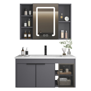 Modern minimalist bathroom cabinet slate ceramic integrated basin combination washbasin cabinet - Product Image 5