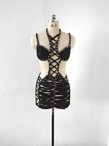 A11448 <span class=keywords><strong>Abito</strong></span> <span class=keywords><strong>Mini</strong></span> Bianco da Donna con Lacci, Cut-out e Dettagli Dorati - Product Image 5