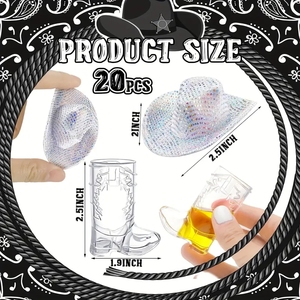 10 Uds. De plástico Mini sombrero de vaquero occidental y 10 Uds. De plástico para botas, gafas de chupito en miniatura, lindo sombrero de muñeca, tazas para botas de vaquero - Product Image 5