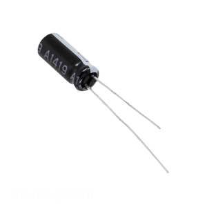 Condensador Original 50PK10MEFC5X11 de 10 uF, Aluminio, 10UF, 20%, 50V, Radial, de Montaje a Través de Orificio - Product Image 1