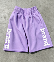 Short en molleton français taille haute coupe ample, délavé à l'acide, imprimé DTG personnalisé, 380 g/m², fabriqué en Chine