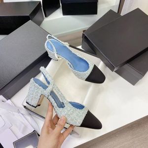 รองเท้าแตะสตรีส้นสูงหนังแท้สีเข้าได้กับดีไซน์เนอร์ใหม่ - Product Image 6