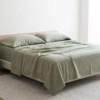 Draps plats en mousseline de luxe, taille king, couleur vert olive, respirants, confortables, style intemporel, douceur durable, drap plat