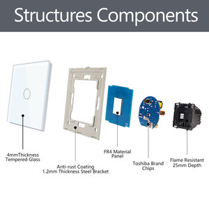Tawoia White Tempered Glass 1 One Gang EU Standard Smart <strong>Light</strong> <strong>Switch</strong> No Neutral <strong>Wire</strong> Required CE CB ROHS EAC - Product Image 4
