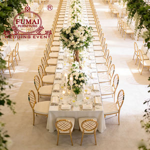 Party Rental Furniture Wholesale <b>Round</b> Back Gold Stainless Steel Chair with White <b>Cushion</b> - Product Image 6