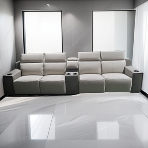 Canapé de cinéma inclinable électrique <span class=keywords><strong>royal</strong></span> moderne italien Mobilier de cinéma maison en cuir noir Sièges de cinéma VIP pour salon - Product Image 3