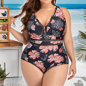 Traje de Baño de Una Pieza Sexy de Talla Grande Personalizado, Novedad, Súper Ventas, con Cuello en V y Logo Frontal para Mujer - Product Image 3