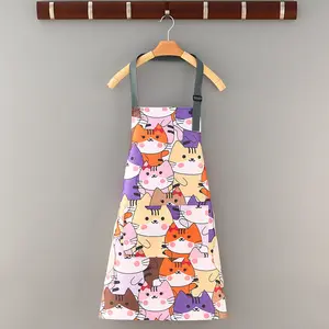 DS3006 Floral Soft Chef Apron For Cooking Wook Drawing Adjustable Bib Kitchen Aprons Waterproof Cooking Aprons With Pockets