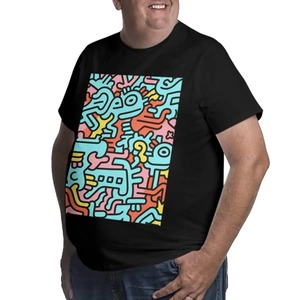 Camiseta de talla grande con imagen personalizada para hombre, estilo Streetwear, 100% algodón con estampado de licra, patrón de contraste de dibujos animados, método de serigrafía - Product Image 4