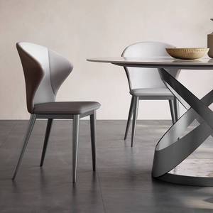 Sedia da Pranzo, Sgabello da Bancone in Pelle di Design Italiano Nordico, Seduta Premium con Schienale Curvo Artistico, <span class=keywords><strong>Arredamento</strong></span> Minimalista - Product Image 2