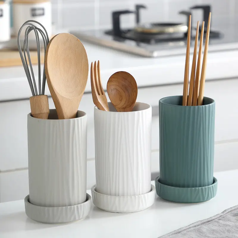 Gran oferta, soporte nórdico de cerámica para palillos de cocina, con estante de cerámica