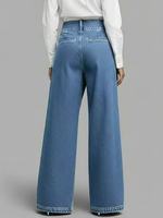 Pantalon droit décontracté en jean pour femme, nouvelle collection automne/hiver 2026, coupe évasée, couleur unie, avec détail croisé, style créateur, OEM & ODM