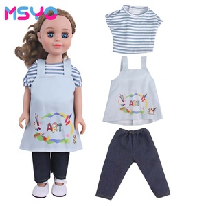 <span class=keywords><strong>Delantal</strong></span> de muñeca de 18 pulgadas unisex, trajes de mamá, PC de plástico, modelo de dibujos animados DIY, vestido de juguete para todas las muñecas - Product Image 1