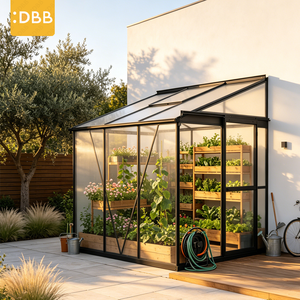 Serre extérieure en plastique à toit pentagonal <span class=keywords><strong>de</strong></span> 8 pieds, <span class=keywords><strong>abri</strong></span> <span class=keywords><strong>de</strong></span> jardinage transparent avec support en aluminium pour la culture des plantes - Product Image 1