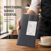 Porte-documents magnétique en cuir PU pour reçus et factures, avec clip magnétique, pour restaurants, cafés et bars, organiseur de notes pour le travail