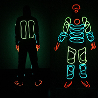 Costume de fête de Noël lumineux avec fil lumineux EL LED, vêtements de scène pour spectacle nocturne, vêtements de nuit, accessoires