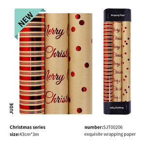 2024 Christmas Wrapping <b>Paper</b> with Hot Stamping 43*300 cm <b>Gift</b> <b>Wrap</b> <b>Paper</b> 3 Rolls a Set - Product Image 2