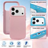 Étui de chargement magnétique sans fil anti-traces de doigts en grain de litchi de luxe couleur macaron doux pour iPhone 18 17 16 15 Pro Max 17 Air